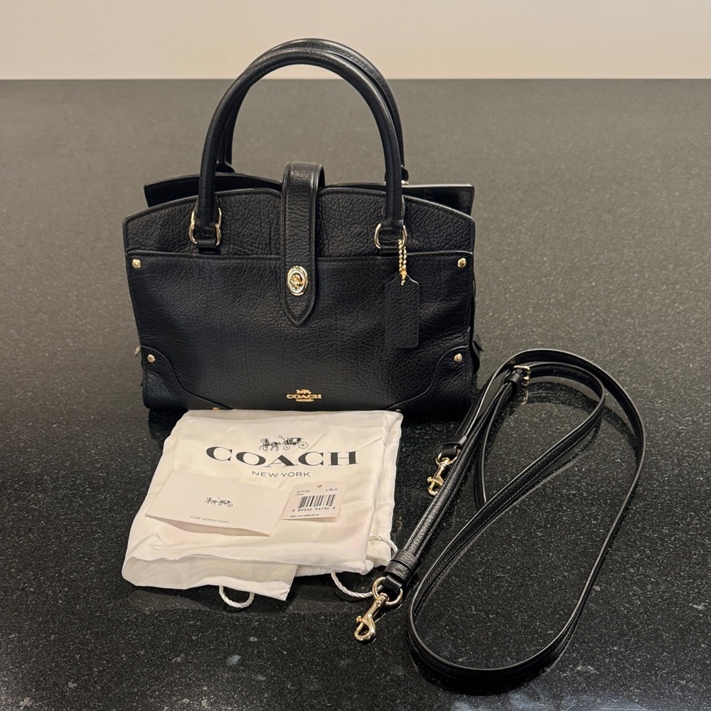 Coach Mercer 24 (Small) Satchel in Black Grain Leather
